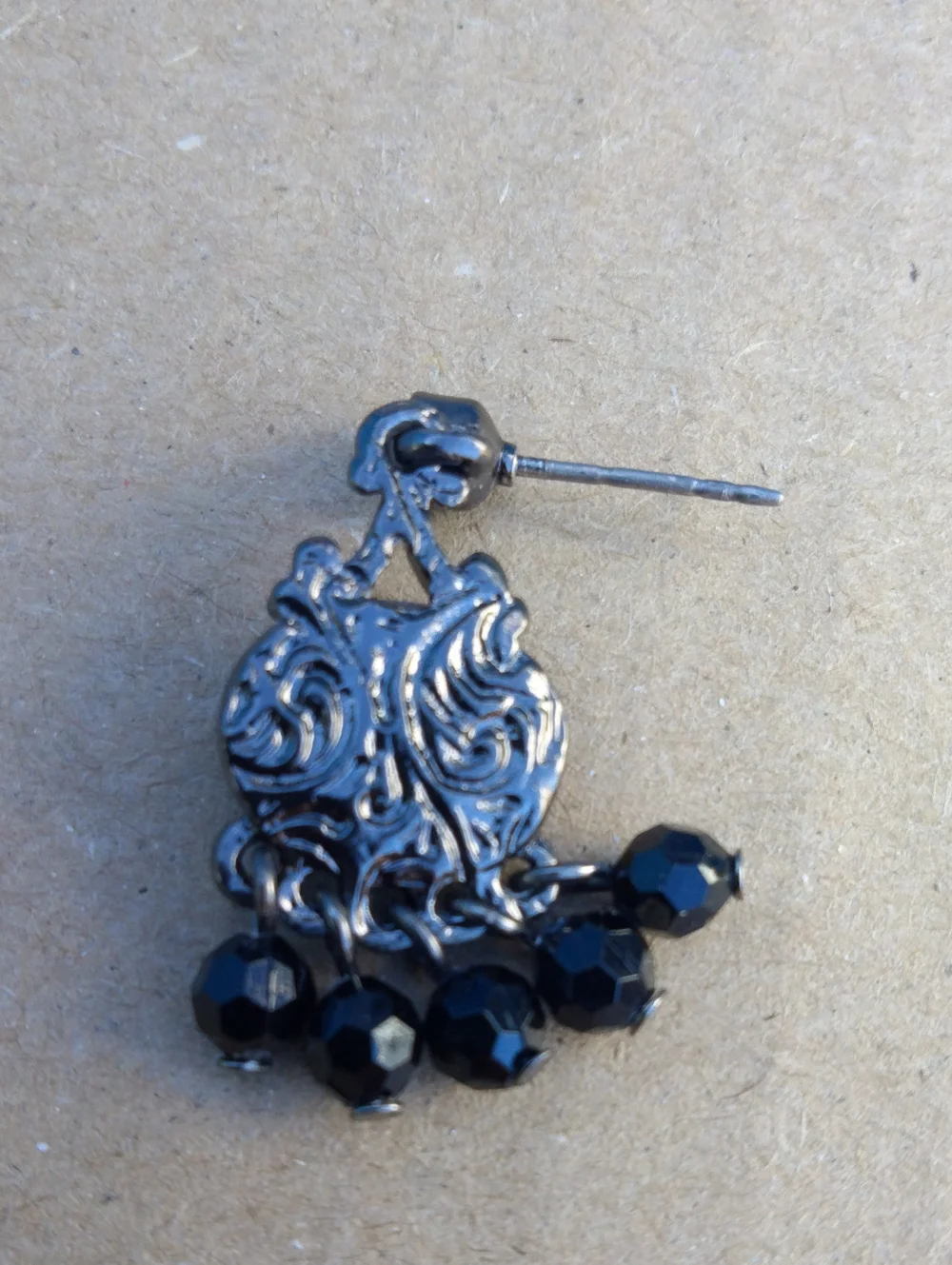 1928 Black Faceted Chandelier Drop Earrings 23068 Gothic/Victorian-inspired